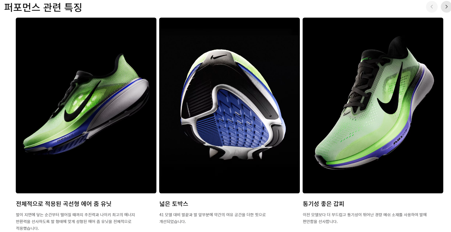 나이키 페가수스 42 측면 쿠��닝 구조