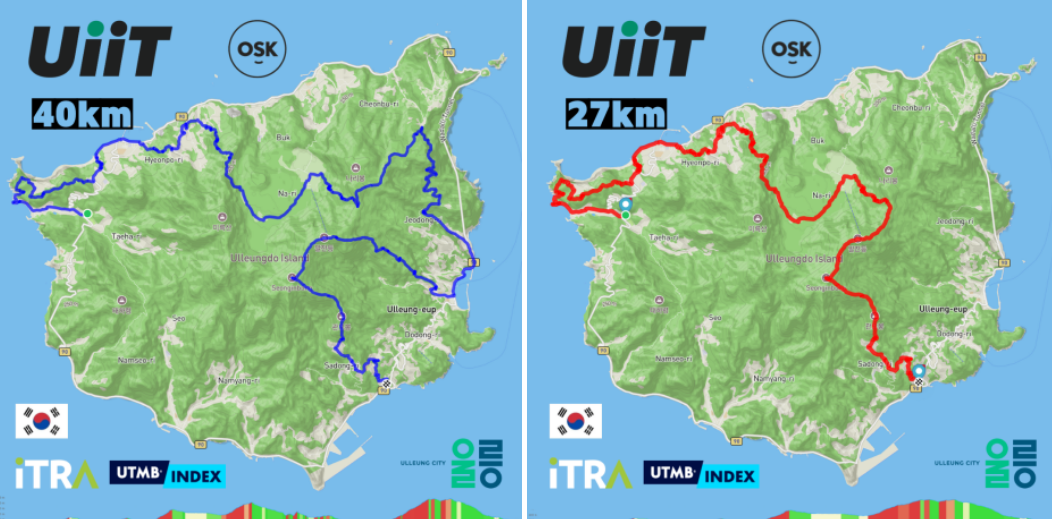 UIIT 2026 40km 27km 울릉도 코스 지도