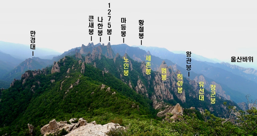 설악산 공룡능선 봉우리 파노라마