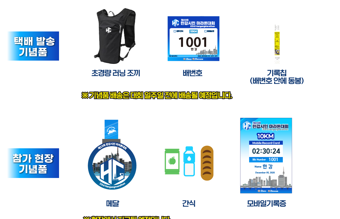 제23회 한강시민마라톤대회 참가 기념품